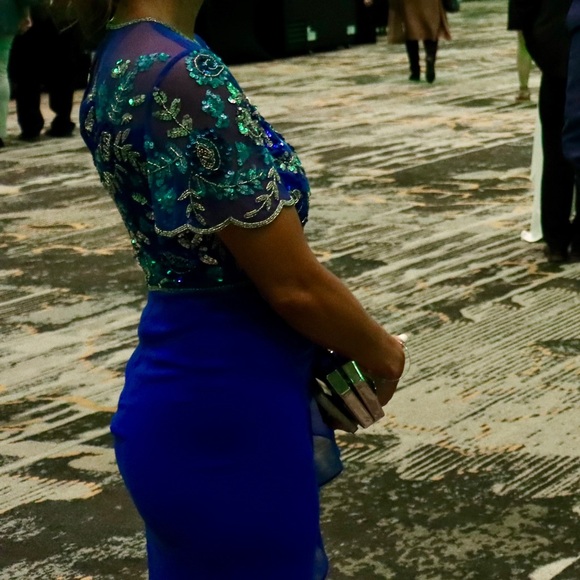 ASOS Virgos lounge embellished midi dres in cobalt. Size 6 US. - Picture 3 of 13